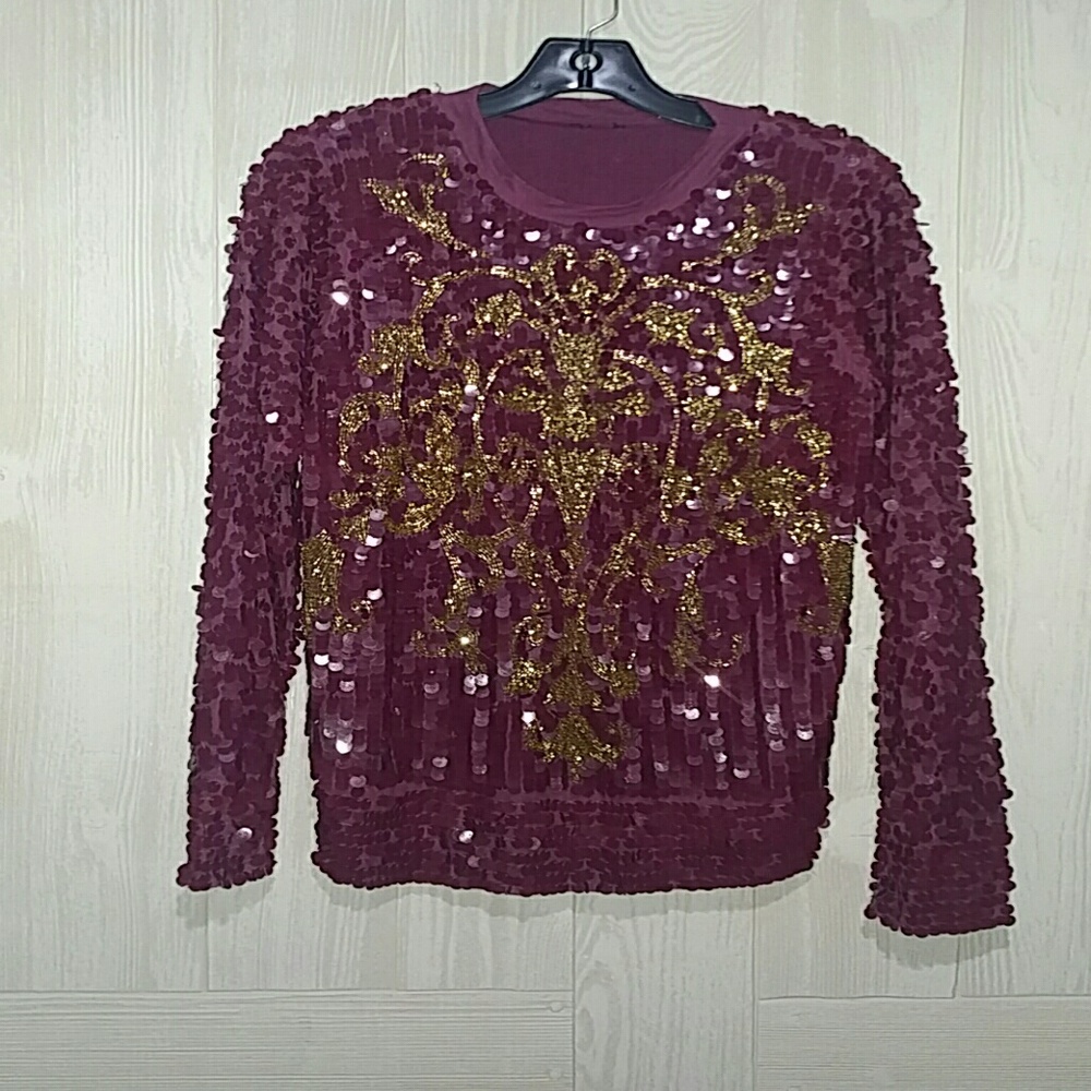 Burgundy and gold asos pull over sweater top